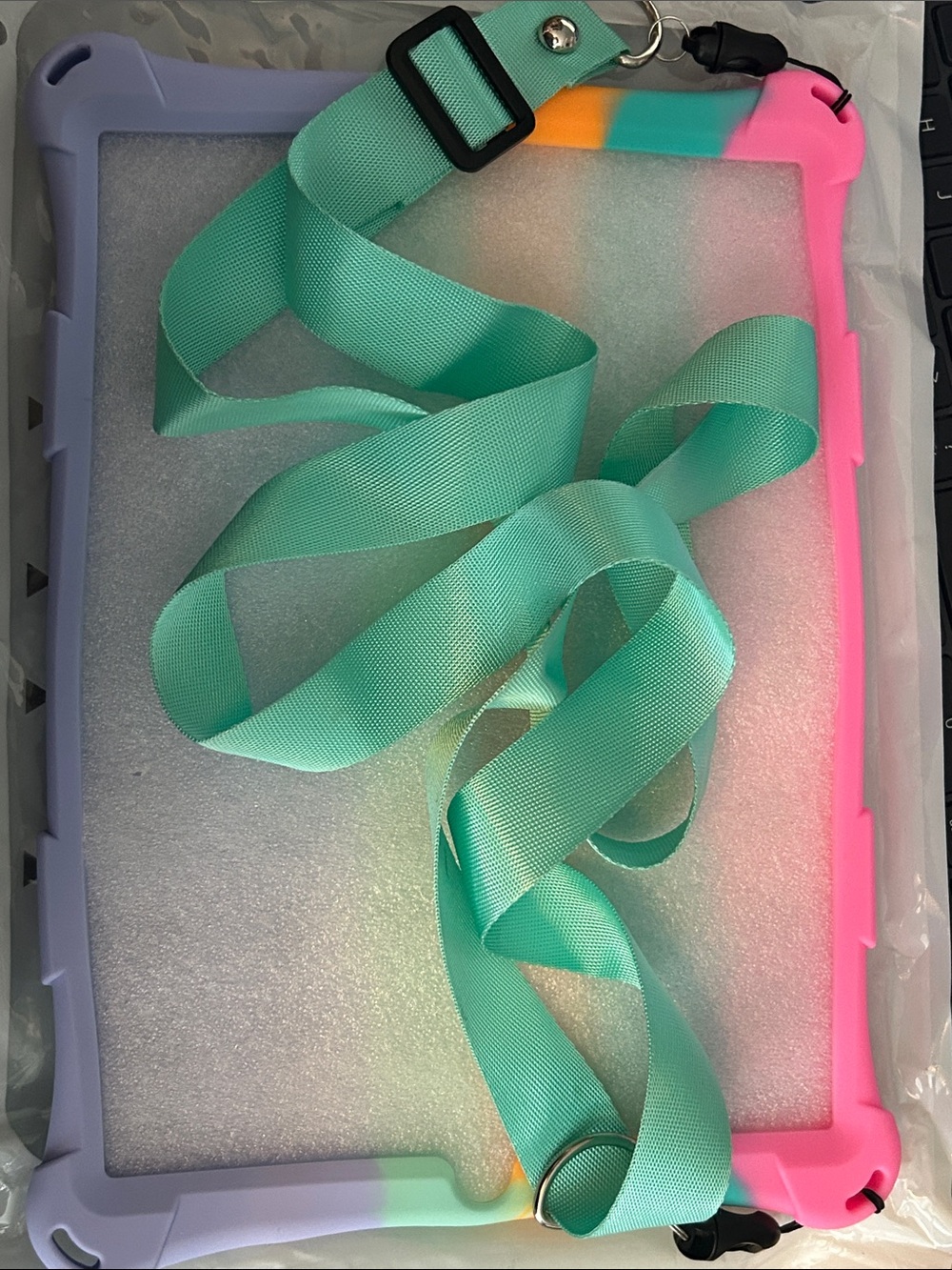 IPad 10 generation Color block POP IT Case with Mint Strap